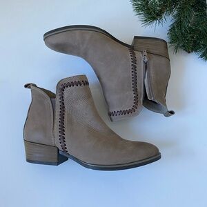 Bueno Taupe Ankle Boots with Stitch Detail